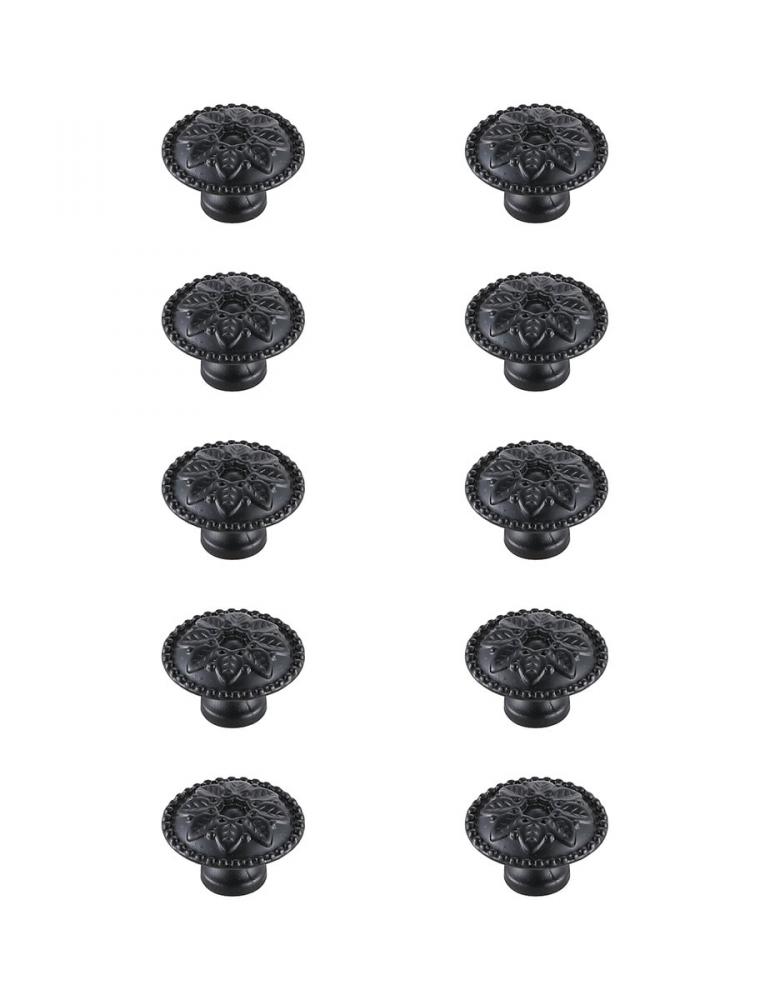 Corio 0.9" Diameter Matte Black Mushroom Knob Multipack (Set of 10)