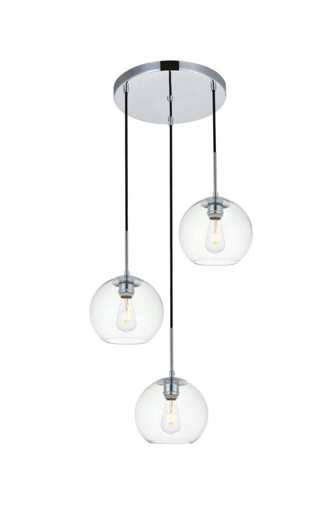 Baxter 3 Lights Chrome Pendant With Clear Glass