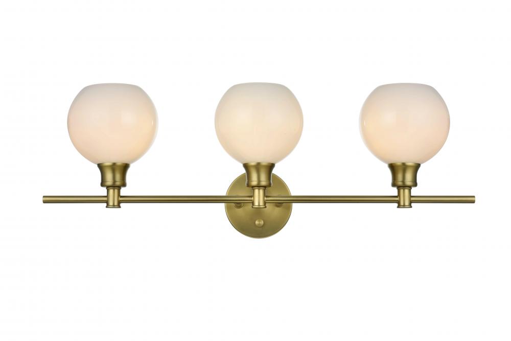 Collier 3 Light Satin Gold and Frosted White Glass Wall Sconce