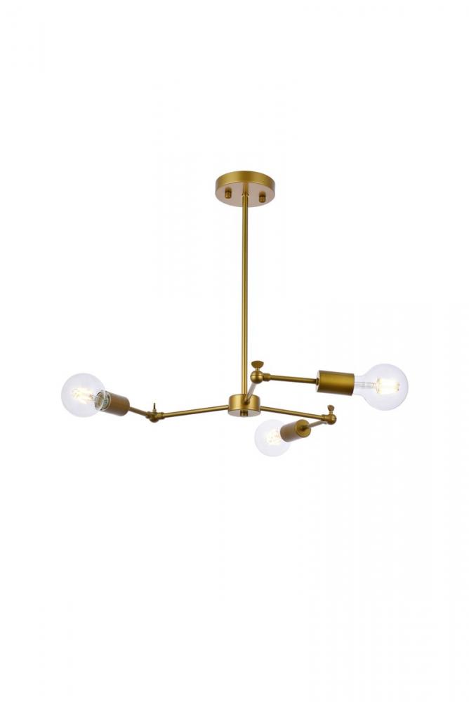 Furlong 3 lights brass pendant