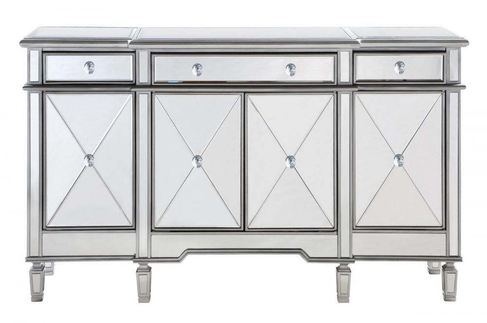 3 Drawer 4 Door Cabinet 60 in. x 14 in. x 36 in. in silver Clear