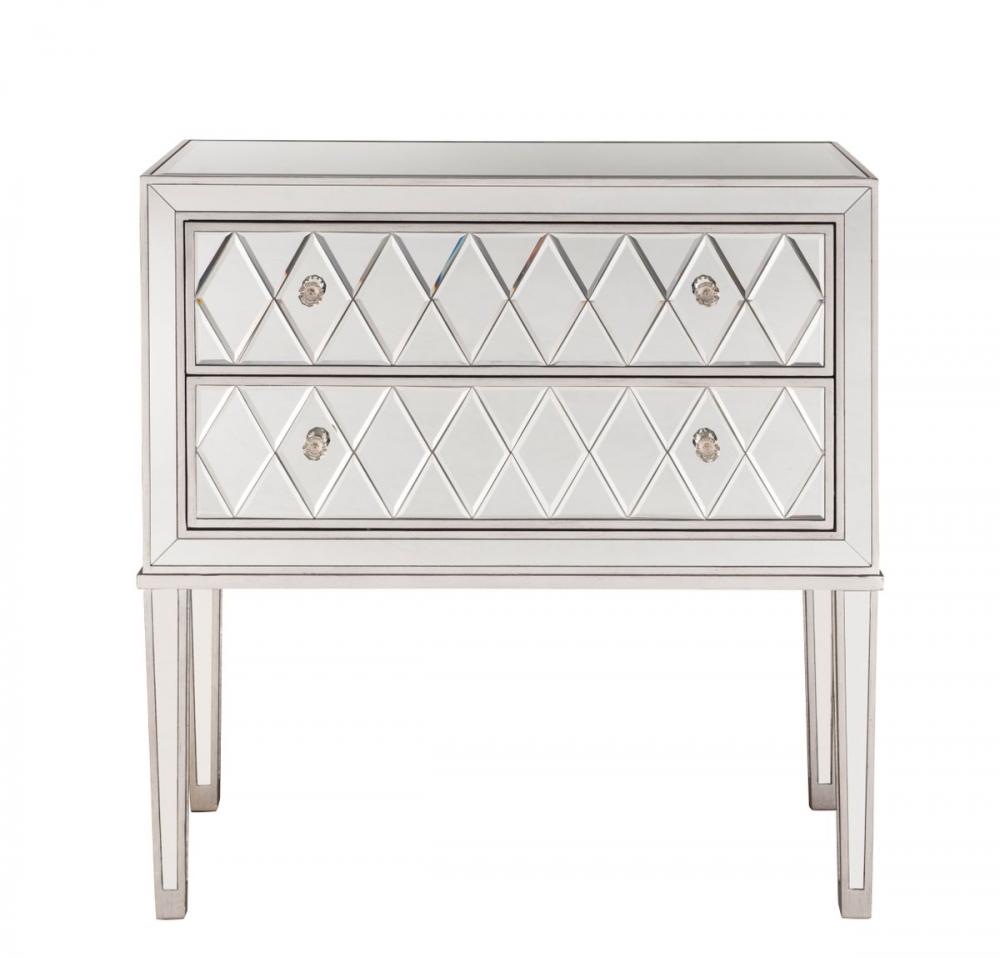 Nightstand 2 drawers 34in. W x 16in. D x 34in. H in antique silver paint