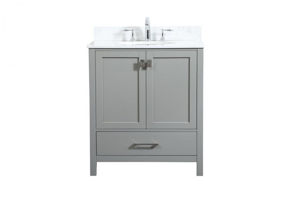 30 Inch Single Bathroom Vanity in Grey with Backsplash