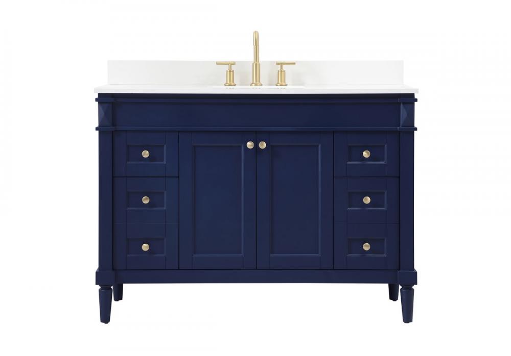 48 Inch Single Bathroom Vanity in Blue with Backsplash