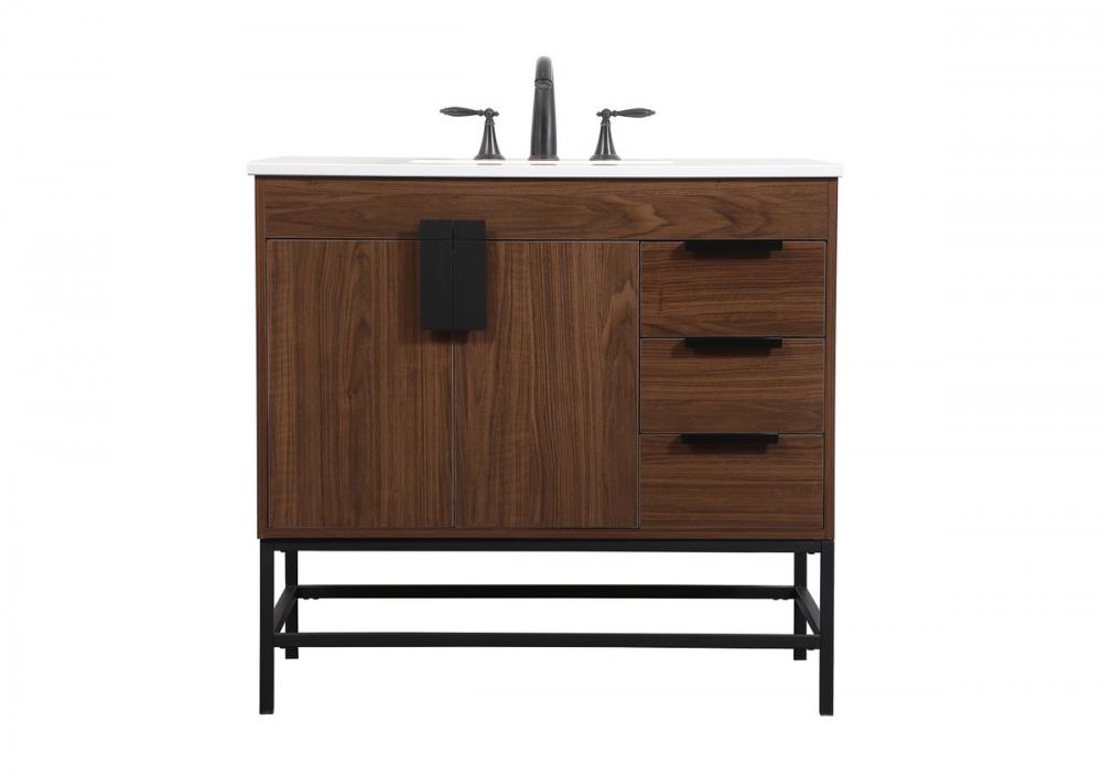 36 Inch Single Bathroom Vanity in Walnut