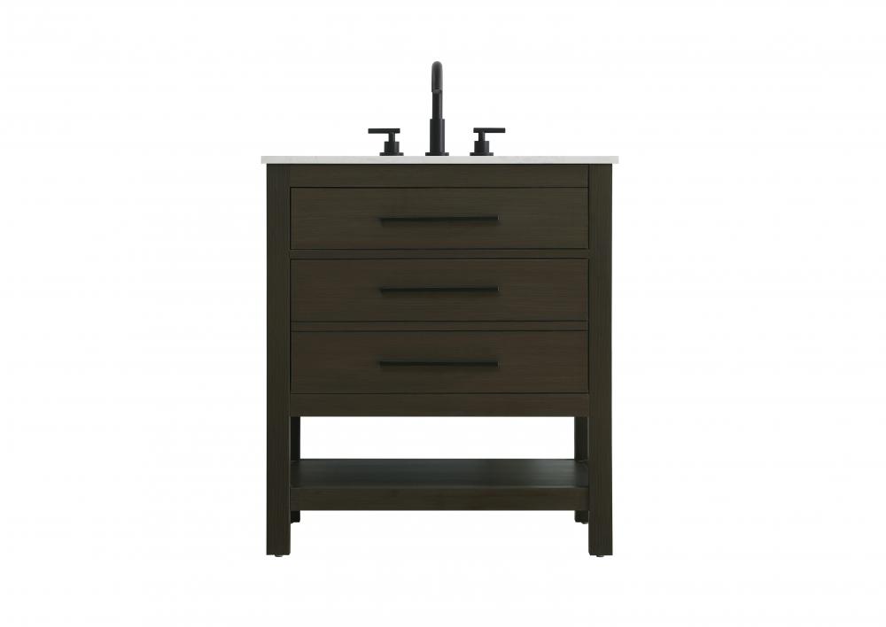 Vanity Cabinet 2DW 30"W x 22"D x 34"H Mocha Brown