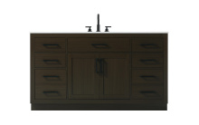 Elegant VF29760MMB - Vanity Cabinet 2Dr7Dw 60"W x 22"D x 35''H Mocha Brown