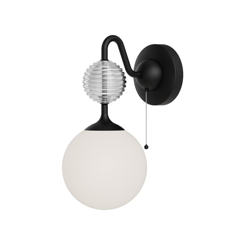 Celia 6-in Matte Black/Opal Glass 1 Light Wall/Vanity