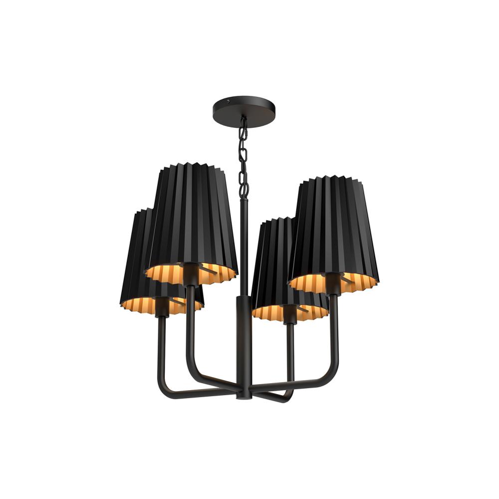 Plisse 23-in Matte Black 4 Lights Chandeliers