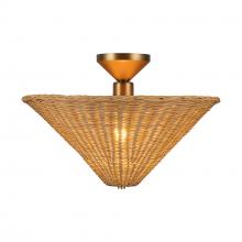 Alora Lighting SF497016BGRA - Bridgette 16-in Brushed Gold/Rattan Socket Semi-Flush Mount