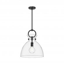 Alora Lighting PD411814MBCL - Waldo 14-in Matte Black/Clear Glass 1 Light Pendant