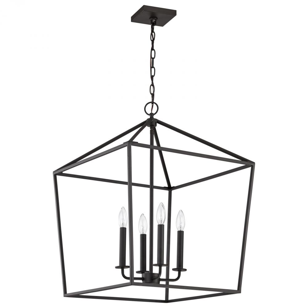 Emma 4 Light Small Pendant; Matte Black Finish