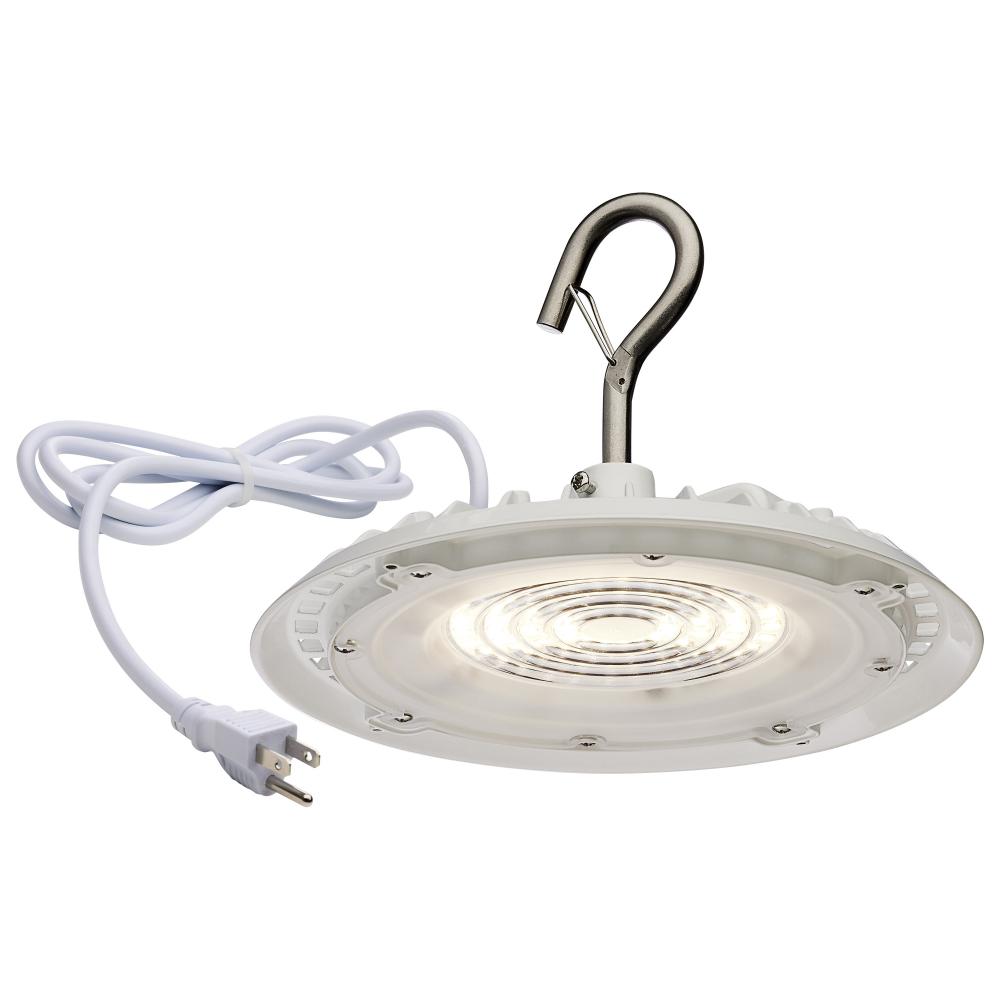 60 Watt; Hi-Pro Shop Light with Plug; 8" Dia.; 5000K; White Finish; 120 Volt