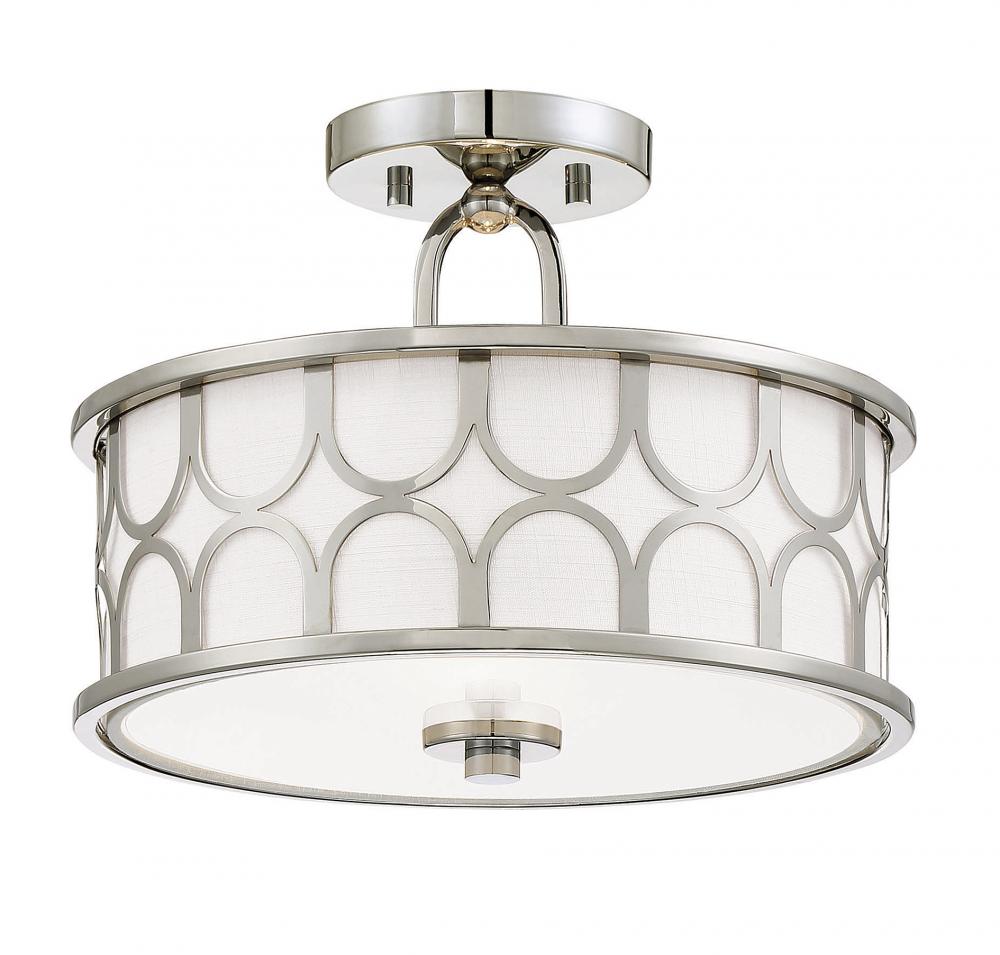 2-Light Ceiling Light in Polished Nickel