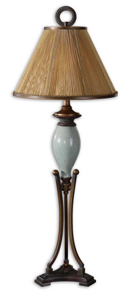 One Light Burnished Bronze And Dark Gray Table Lamp