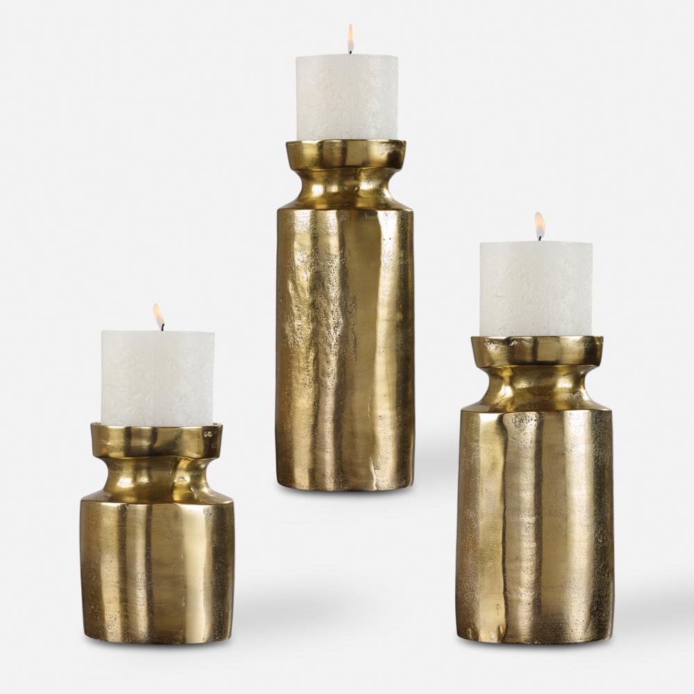 Uttermost Amina Antique Brass Candleholders Set/3