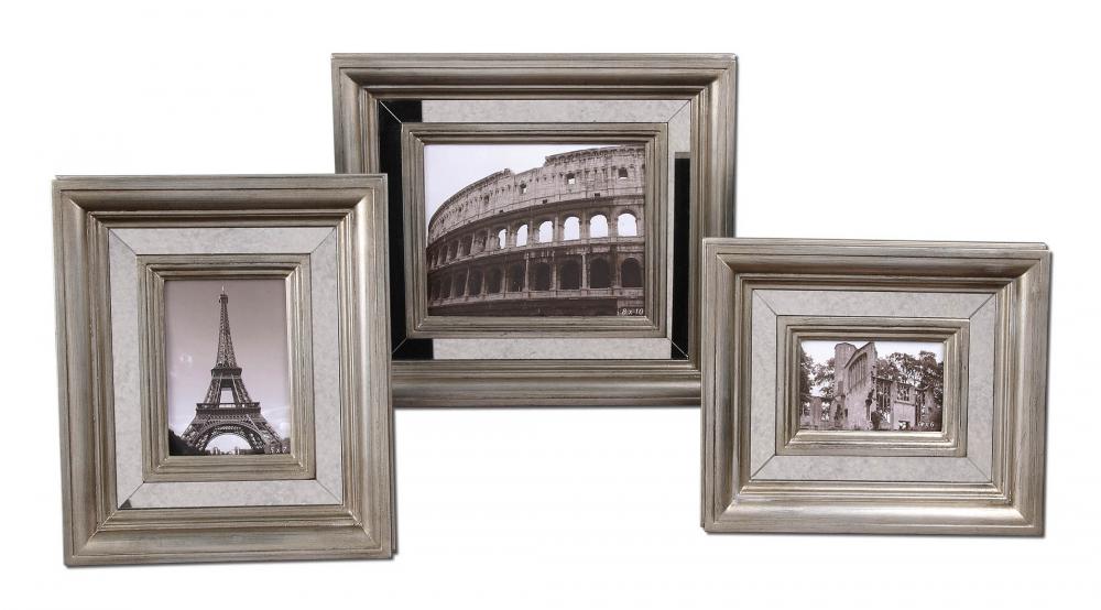 Uttermost Hasana Antique Silver Photo Frame Set/3