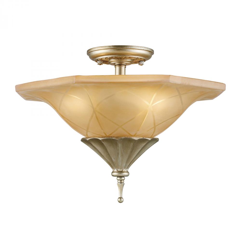 Chelsea 3 Light Semi Flush In Aged Silver And Am