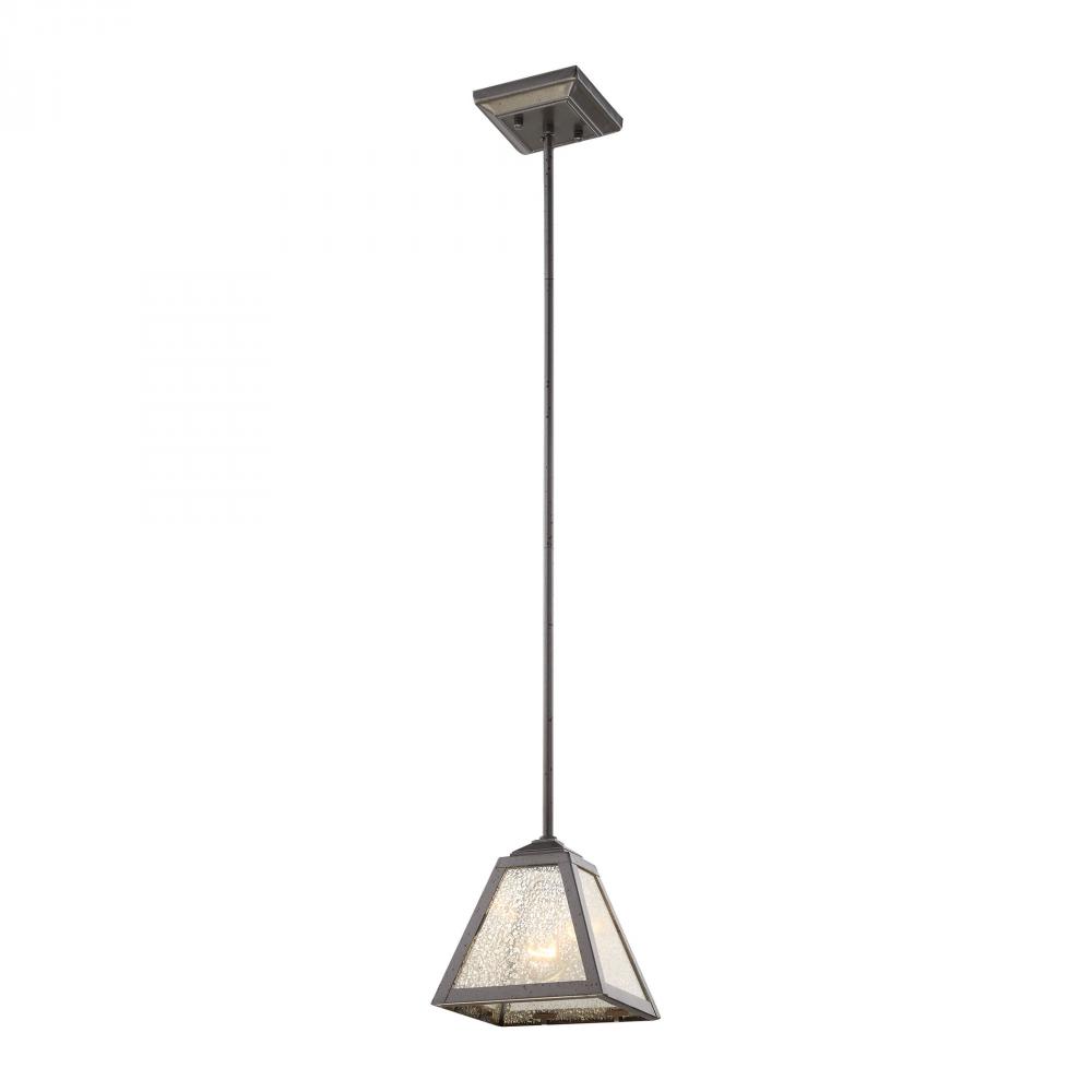 Plano 1-Light Mini Pendant in Rust Iron with Mercury Glass