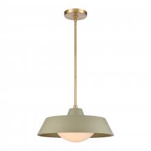 ELK Home 69545/1 - Gilman 16'' Wide 1-Light Pendant - Satin Brass with Sage Green